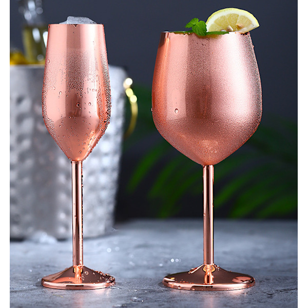 Ruostumattomasta teräksestä valmistettu samppanjalasi, viinilasi, cocktail-lasi, luova metallinen viinilasi, baari-ravintolan pikari (kulta, 500 ml)