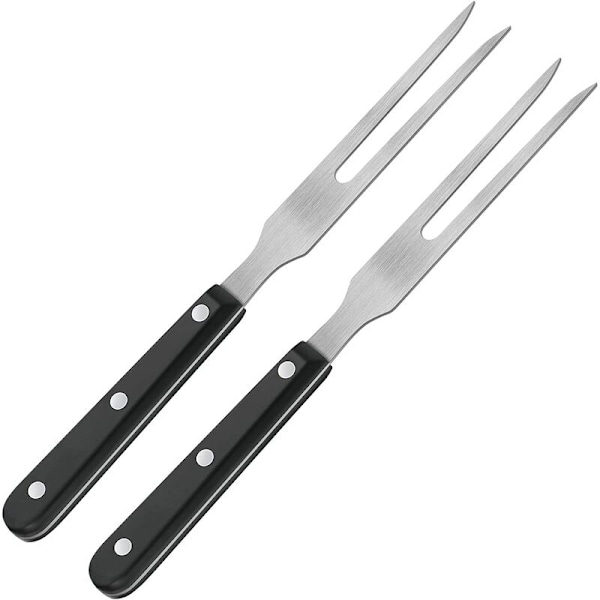 2 Kaiverrettua haarukkaa ruostumatonta terästä lihahaarukka muovikahvalla 26,9 cm BBQ-tarjoiluhaarukka mustalla kahvalla