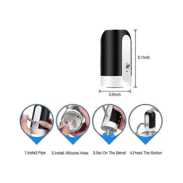 Automatisk USB-driven vattendispenserpump för flaskor SvartVit BlackWhite
