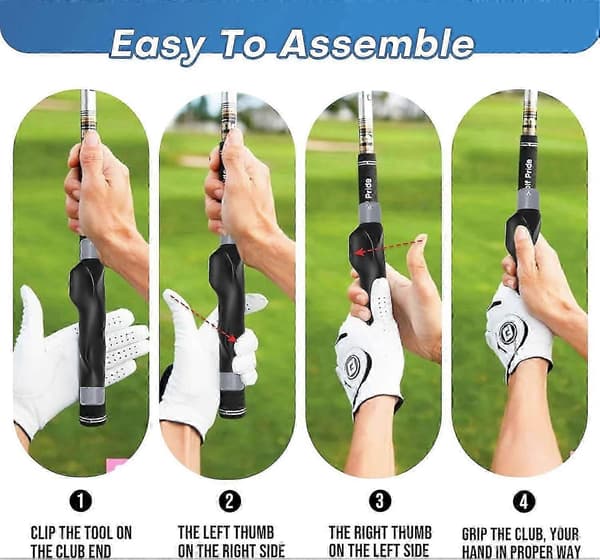 Clip-On Golf Grip Trainer, Golftræningshjælpemiddel til forbedring af korrekt håndpositionering