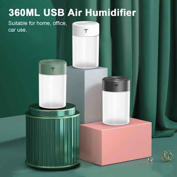 Suuri valkoinen kannettava hiljainen USB-ilmankostutin, kannettava, suuri sumumäärä, mini (suuri USB valkoinen tyylikäs valkoinen)