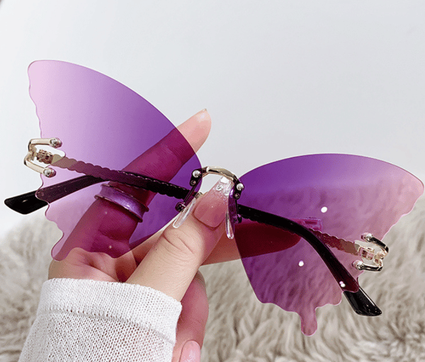 Store sommerfugleformede solbriller (lilla pink)