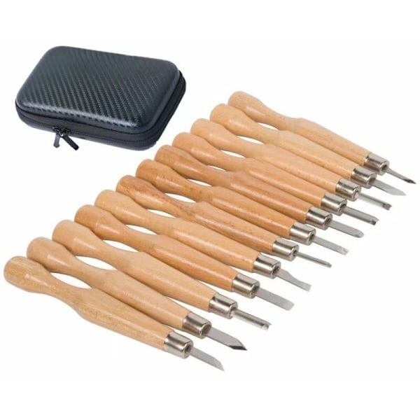12-delars Snidknivset Handgjort Träsnidknivset 12-delars Snidknivset Kolfiberförpackning