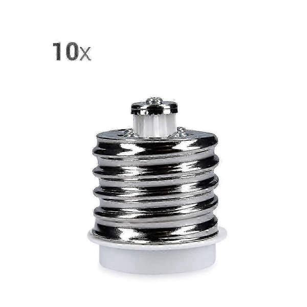 10x Sokkeladapter - 10x E40 til E27 Sokkelkonverter - E27 Base Lampeholder Adapter til Halogen LED Pære