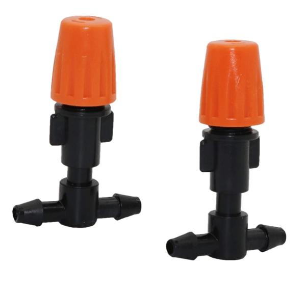 Droppbevattningssystem orange justerbart munstycke 10 stycken (4/7 kapillärrör på båda sidor)