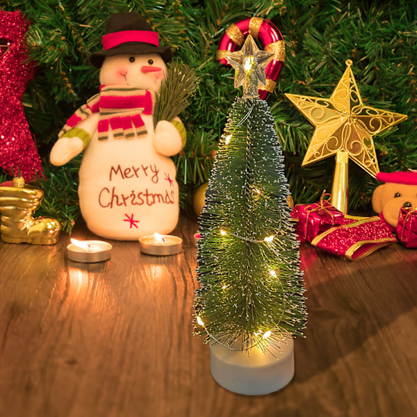 Juldekorationsprydnader, Mini LED-upplyst Julgran (Stor Storlek (Tredelat Set) 5,8cm*21cm)