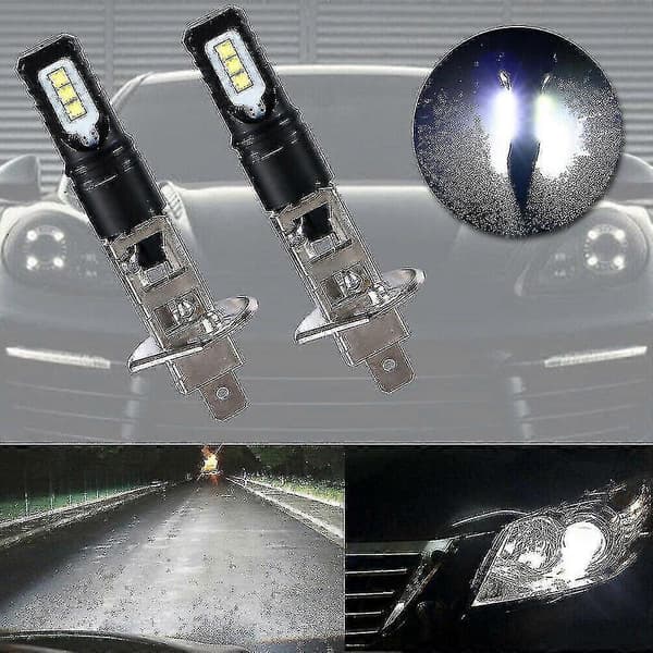 2x H1 6000k Superljus Vit 6000lm Drl Led Strålkastarsats Helljus