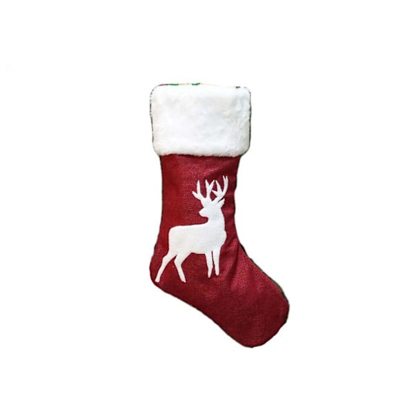 Presentpåse Julstrumpor Broderi Älg Kenaf Julstrumpor Julklappar Julhängen (Typ B)