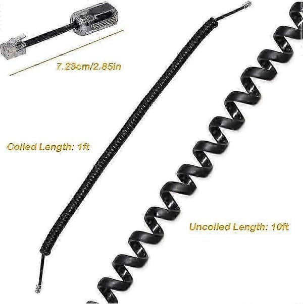 2-pak 360 Anti-Tangle Drejelige Telefonledningsfiltre, Sort
