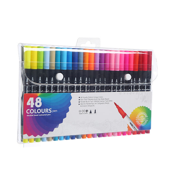 Färgade ritpennor med dubbla tips för att rita Craft Scrapbook 48 färger