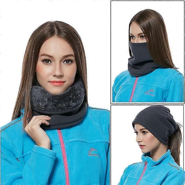 Vinter Blød Dobbeltlags Fleece Tyk Termisk Halsedisse Elastisk Multifunktionel Tørklæde, Sort yu-b G