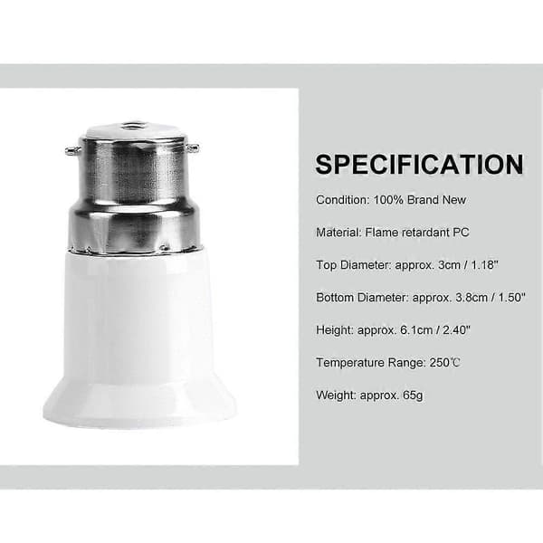 B22 - E27 lampun sovitin B22 - Edison-ruuvi E27 lampun muunninpidike valopistorasian sovitin lampunpidike valaistusosat 1kpl 1pcs