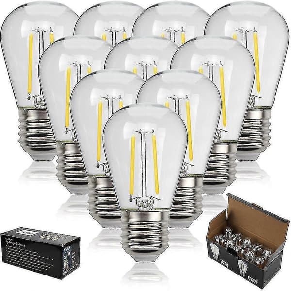 10 st E27 S14 LED-lampa 2W Varmvit Retro Edison-lampor för utomhusbruk