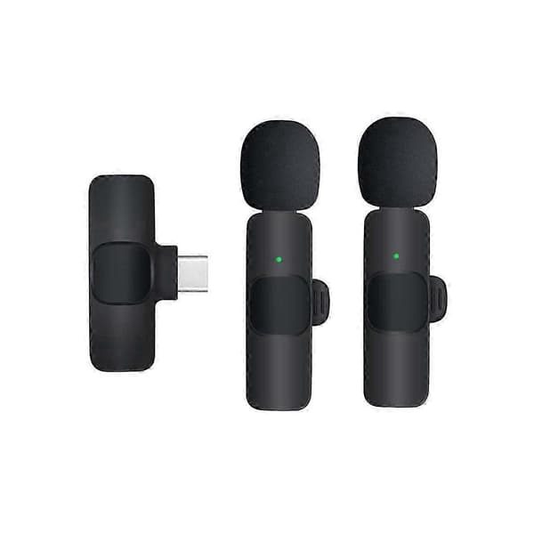 Trådløs Lavalier Mikrofon til Videooptagelse, Live Streaming, Vlogs, Præsentationer med Støjreduktion Sort Black