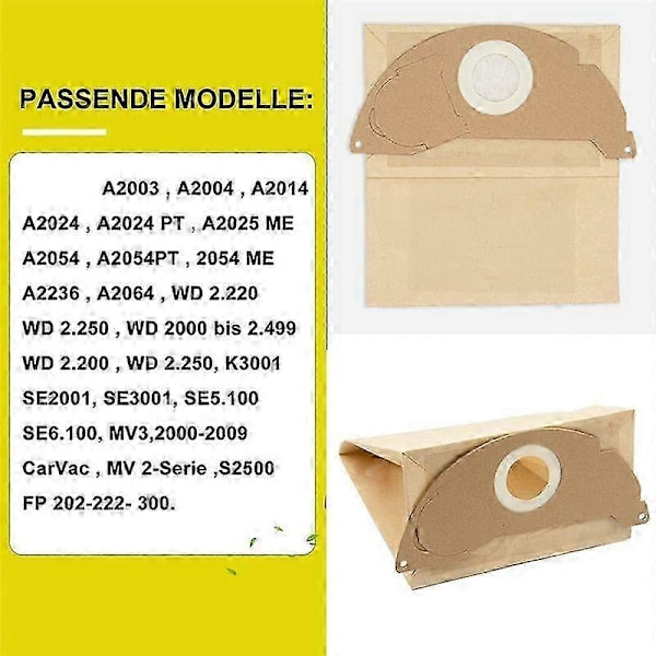 Ersättningsdammsugarpåse Kompatibel för WD2 MV2 A2004 Dammsugartillbehör Dammsugarpåsedelar 6.904