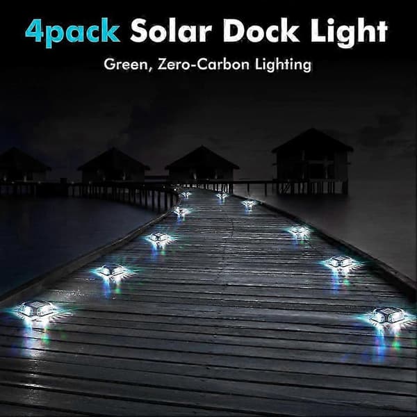 4-pak Solar Pool Deck Lights til overjordiske og nedgravede swimmingpools tilbehør sort Black
