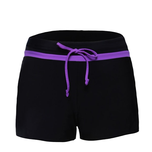Dame Sommer Badedragt Lav Talje Bindebånd Plus Størrelse Bokseshorts XL (Sort Lilla),