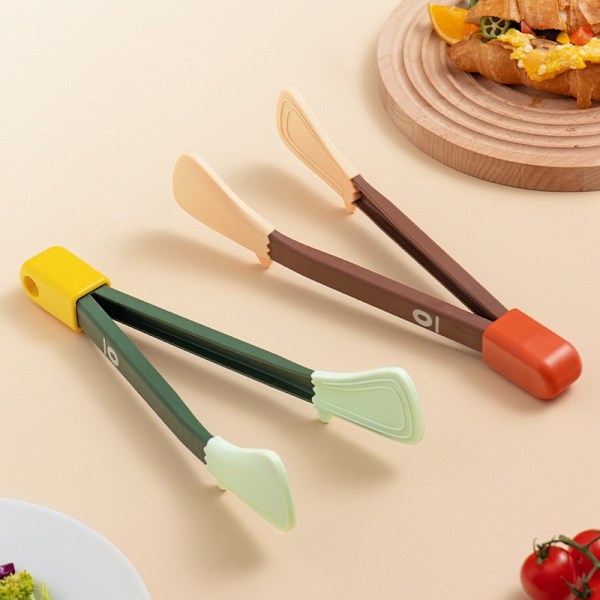 Kreativa matpincetter hög temperatur anti-skållning silikon matpincetter (grön)