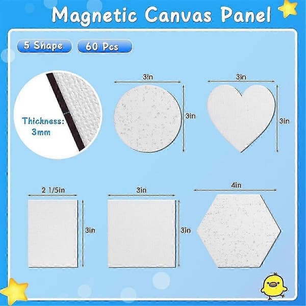 60 st Mini Magnetisk Canvas Panel Magnetiska Canvasbrädor Magnetisk Målarcanvas Panel (flera former)-Yvan