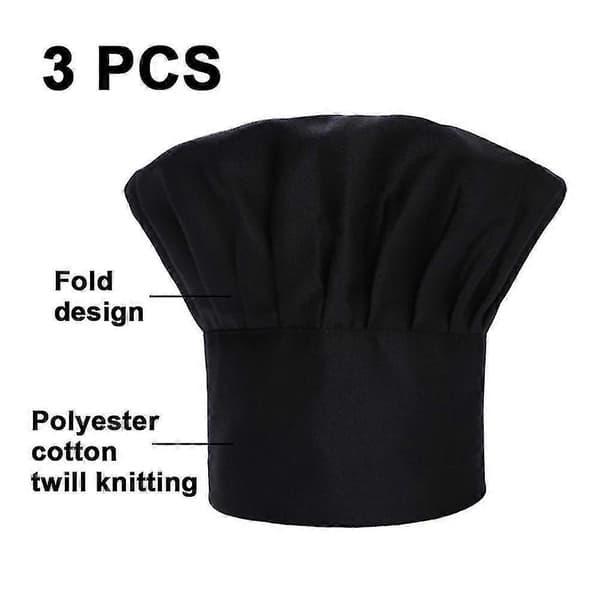 3-pack justerbar kockmössa för vuxna för bakning, matlagning, köksproffs