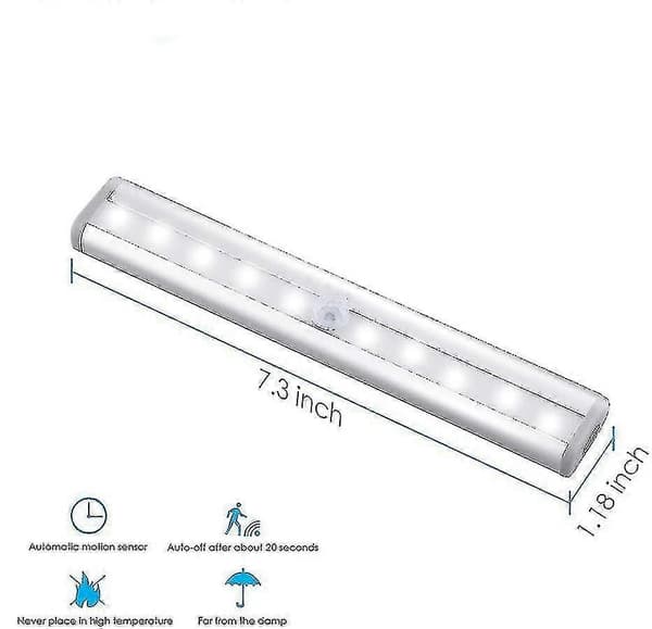 USB genopladelig 10 LED magnetisk bevægelsessensorlampe, 3-pak