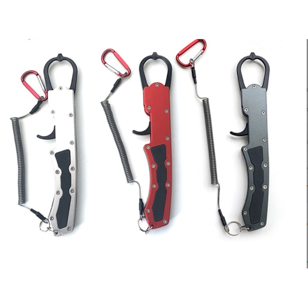 Fiskkontroll av pistoltyp, fiskklämma, betestång, multifunktionell fiskkontroll av aluminiumlegering, fisklyftare (silver (färglåda) (ingen logotyp))