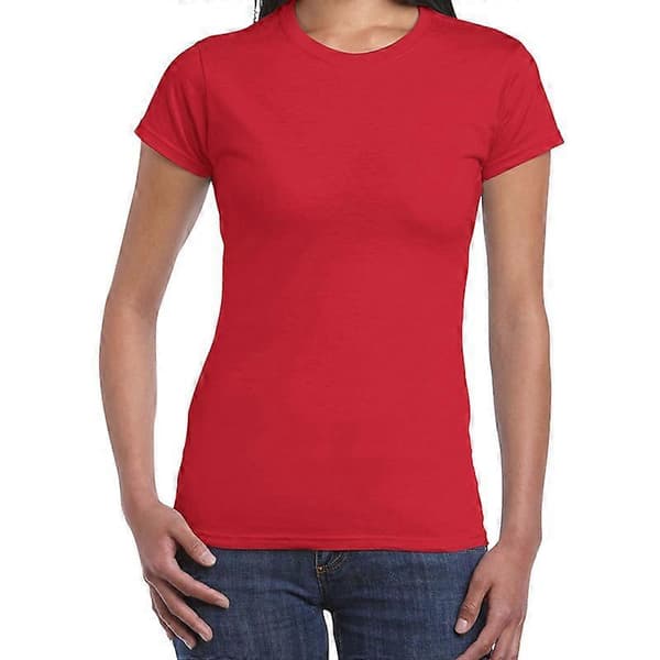 Dame Premium Basic T-shirt Blød Bomuld Kortærmet Rund Hals Solid Top XL rød red XL