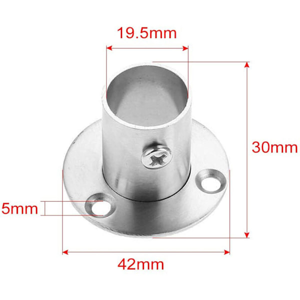Fortykket rustfrit stålrør sæde fast støtte tøjstang base flange sæde håndklædeholder høj fod 19mm-2