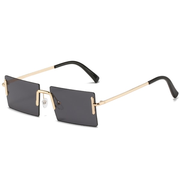 Gradient farve firkantede rammeløse trimmede solbriller (C1 guld stel alle grå linser)