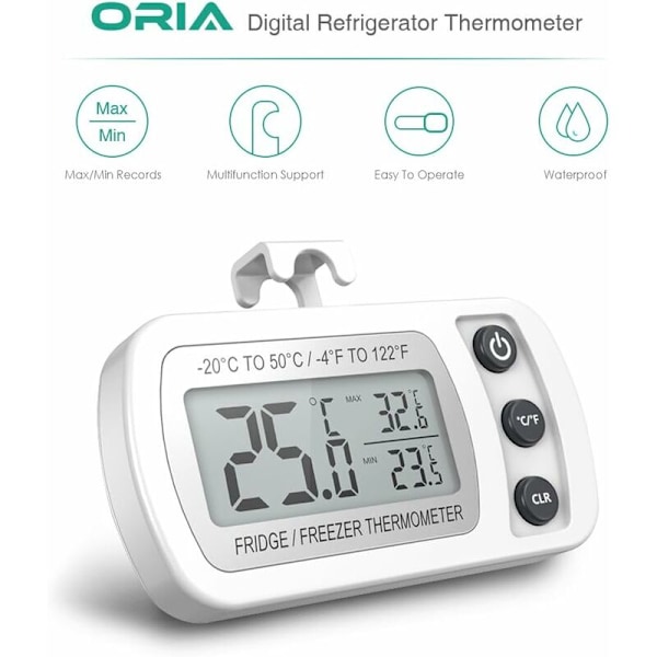 Termometer Display Vattentät Kylskåpstermometer 0.1 Vit -20~50℃