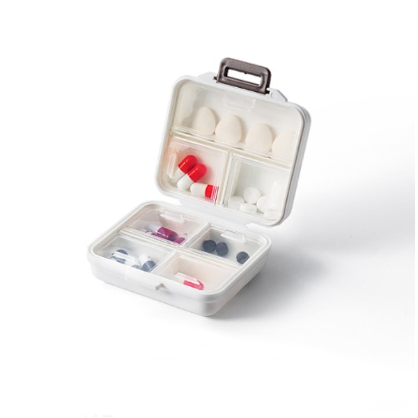 Vit Portabel Pillerask Förseglad Mini Förvaringslåda Fack Förvaring Medicinlåda En Vecka Portabel Pillerask