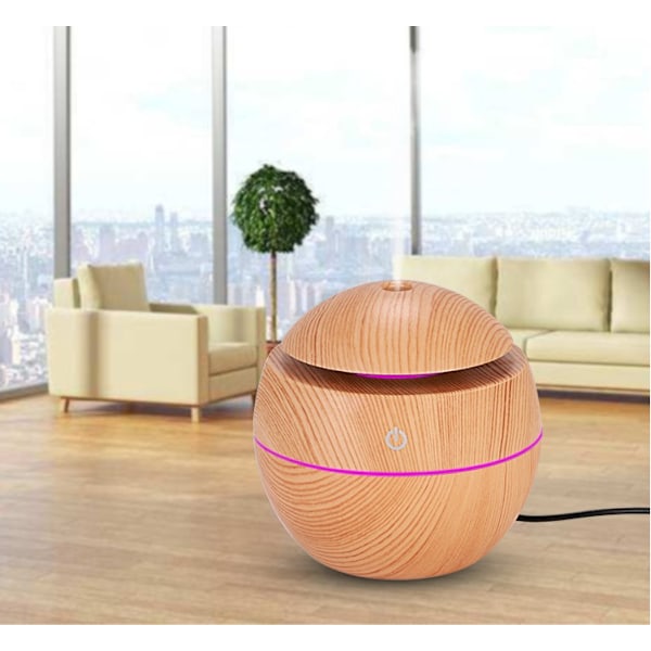 USB Bil Aroma Diffuser Luftfugter Træstruktur (Hul Dyb Træ)