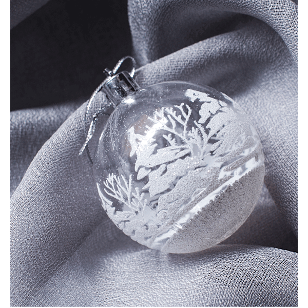 6cm Transparent Julkula Snöglob Handmålad Julgransprydnad Hänge Fönster Takdekoration