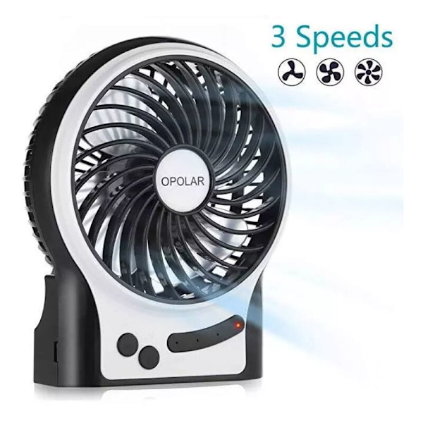 Liten Vertikal Kylfläkt USB-Laddning Mini Portabel Fläkt Svart 12.4*4.4*14.8CM