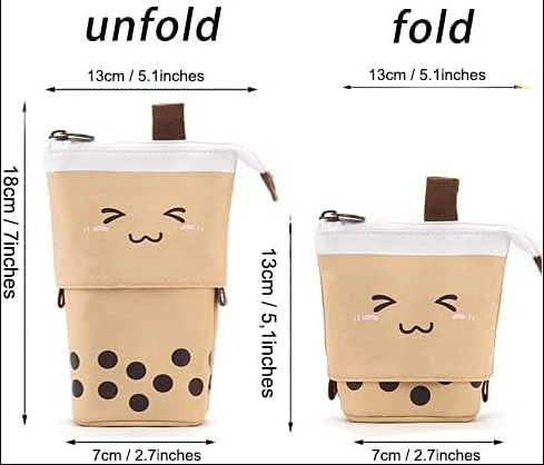 Söt pennfodral infällbart stativ pop-up pennfodral (kaffe mjölk te neddragbart pennfodral)
