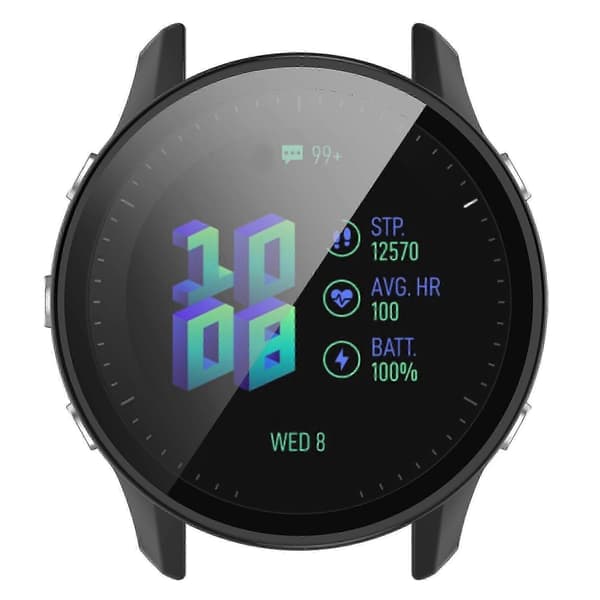 Kestävä kellokotelo Garmin Forerunner 955:lle näytönsuojalla Black