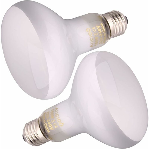 Varmepære - Varme Lampe til Reptiler og Padder, 100W, 2 Pakke, Hvid