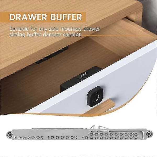 10 stk. sidemonterede blødtlukkende skuffeskinner adapter til skydeskuffer buffer grå gray