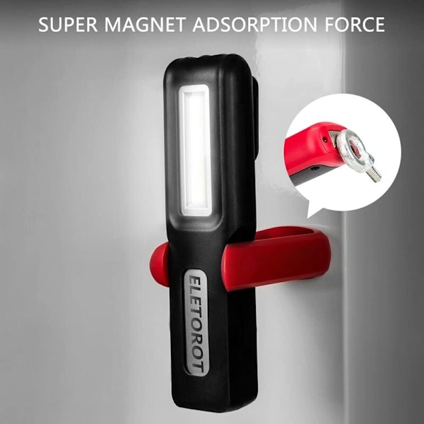 COB Inspektionslampe USB Opladning LED Arbejdslampe med Rød Strømindikator