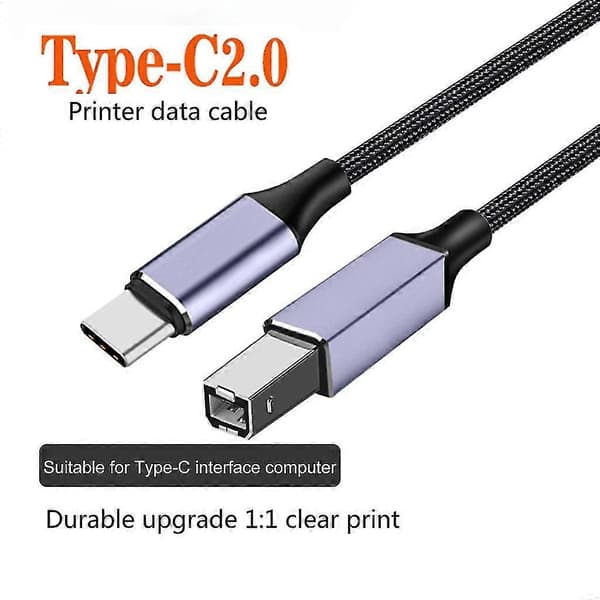 Typ C 2.0 till USB-skannerkabel Höghastighets snabb dataöverföring för skrivarkabel