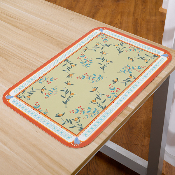 45cm*30cm Kevyt Luksus Retro Tyylinen Kukka Nahka Länsimainen Tabletti, Vedenpitävä ja Öljynkestävä Lämmöneristysalusta, Pöytätabletti (Tassel Begonia),