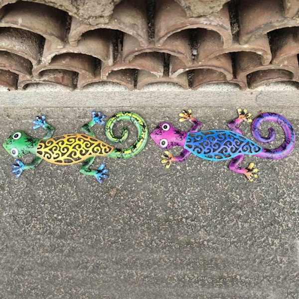 Värikäs ontto gekko rautataide maalattu kodin taustariipus