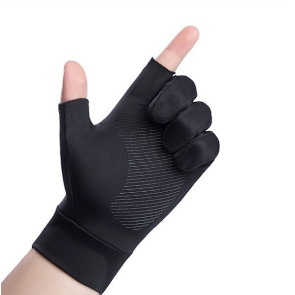 Is silke anti-slip handsker Sommer tynde solbeskyttelseshandsker Silikone anti-slip handsker (sort med to fingre (M))