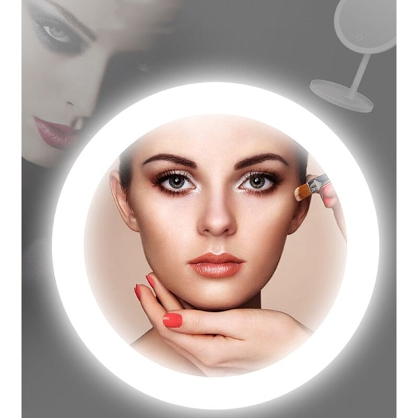 LED sminkspegel skrivbord med lampa USB-laddning sminkspegel LED rund fyllningsljusspegel vit