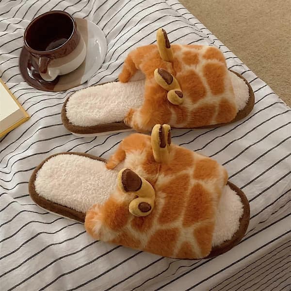 Tecknad Giraff Bomullstofflor, Vinter Inomhus Utomhus Tofflor för Kvinnor 36 A A 36