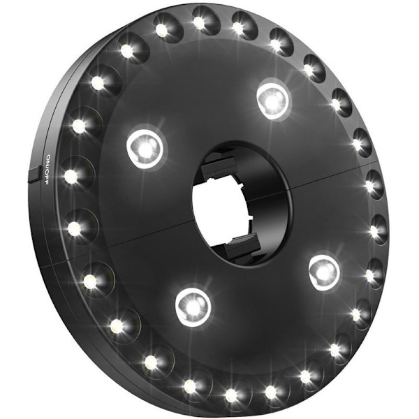 Udendørs Multifunktionel Paraplylampe Altan Nød Teltlampe 24+4LED (Sort~Hvidt Lys)
