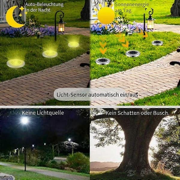 Udendørs solcelle gulvlamper, 10 stk, 12 LED varm hvide solcellelamper