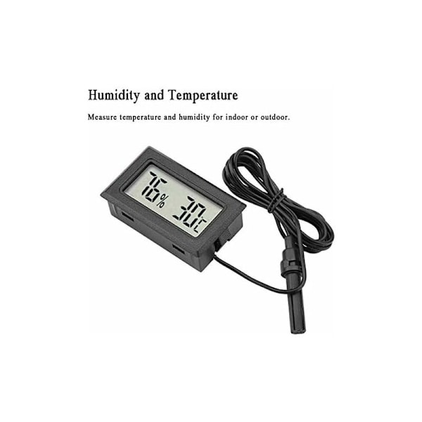 2 Stycken Elektronisk Termometer Hygrometer Inbyggd Digital Termometer Hygrometer med Sladd (Celsius Svart)