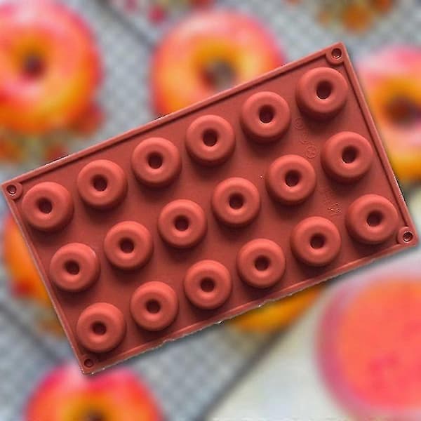 18-hul silikone doughnutform til hjemmelavede minikager, kiks og bagværk