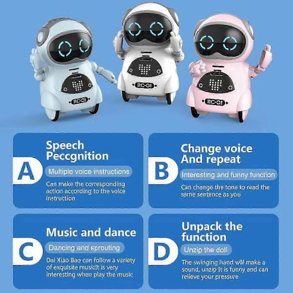 Smart Pocket Mini RC Robot Talande Dansande Berättelse Interaktiv Barnleksak Julklapp Pink
